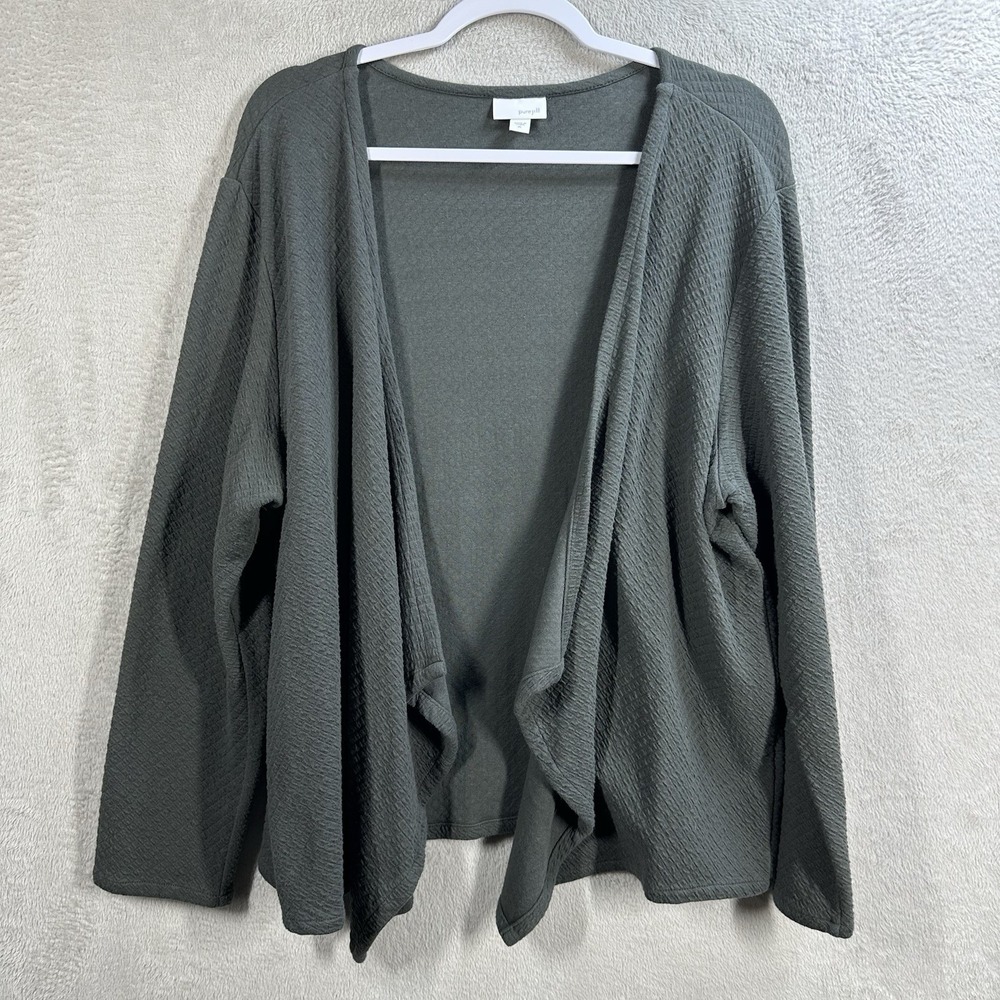 Pure Jill J.Jill Petite Open-Drape Cardigan Knit Topper‎ Loden/Slate Green Sz XL